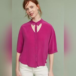 Anthropologies Maeve Mairead Silk Button Front Blouse Lagen New Without Tag